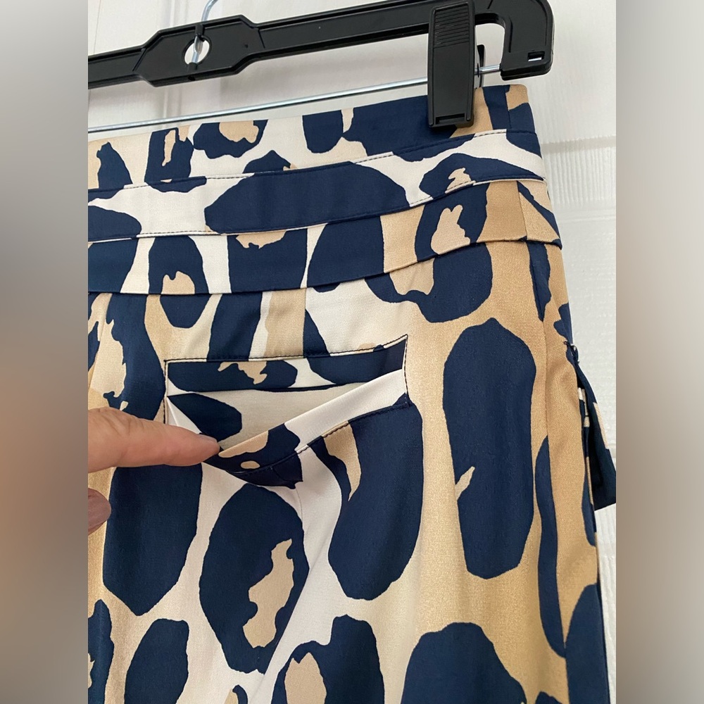 Diane von Furstenberg DVF Skirt Silk Pencil Leopard Print Sand/Navy NWT size 8 - Picture 5 of 12